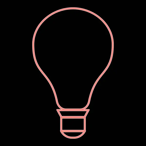 Neon Ampul Kırmızı Renk Vektör Çizimi Düz Stil Işık Resmidir — Stok Vektör