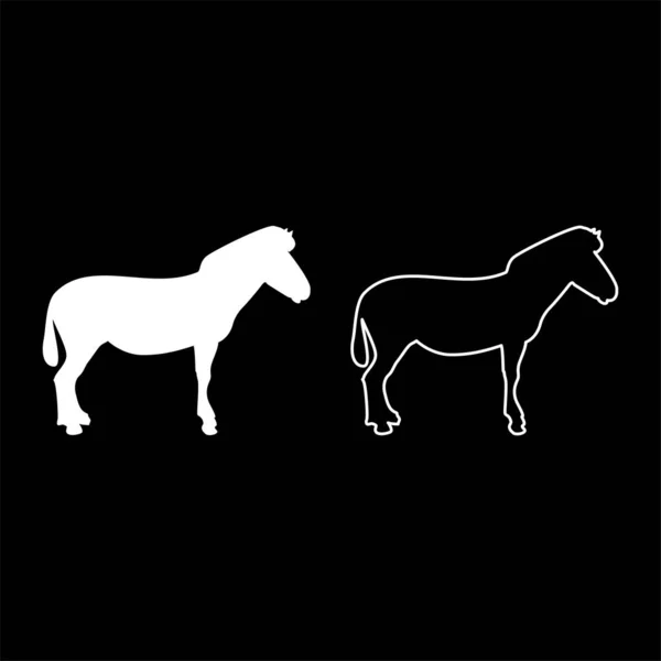 Zebraständer Animal Standing Silhouette White Color Vector Illustration Solid Outline — Stockvektor