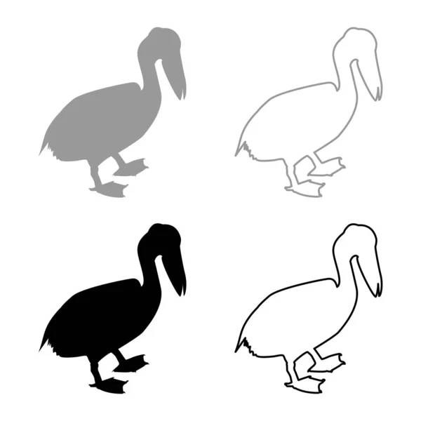 Pelikán Madár Tengeri Madár Vízimadár Sziluett Szürke Fekete Színű Vektor — Stock Vector