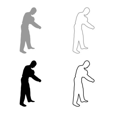 Erkek adam süveter giydirme konsepti Kazak silueti gri siyah renk vektör illüstrasyonunu takın