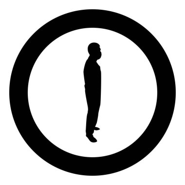 Yüz maskeli adam kişisel toz koruyucu ekipman konsepti Virüs Coronavirus gribi salgını önleme karantinası hava kirliliği siluetinden korunuyor yuvarlak siyah renk illüstrasyon katı tasvir tarzı basit