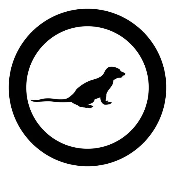 Meerkat Pose Suricata Suricatta Silhouette Circle Black Color Vector Illustration —  Vetores de Stock