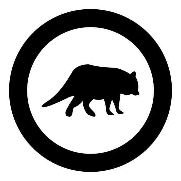 Raccoon Coon Silhouette Circle Black Color Vector Illustration Solid Outline — Stock vektor