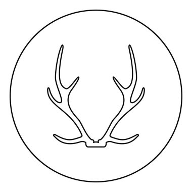 Antler Horn Hatıra silueti yuvarlak siyah renk vektör illüstrasyonu dış hat biçimi basit resim