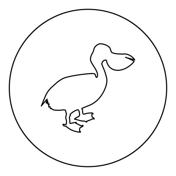 Силуэт Морской Птицы Пеликана Силуэт Водоплавающих Птиц Круга Вокруг Черного — стоковый вектор