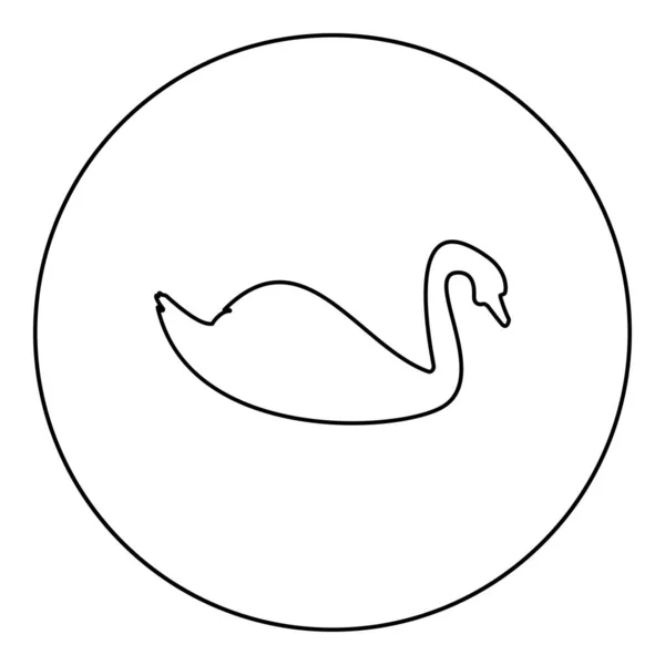 円の中の白鳥の鳥のシルエット黒のベクトルイラスト輪郭線スタイルの画像シンプルな画像 — ストックベクタ