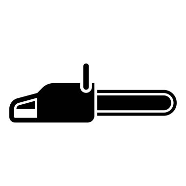 Chainsaw Petrol zinciri testere kereste aracı simgesi siyah renk vektör illüstrasyonu düz resim