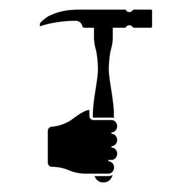 El ele tutuşan çekiç Arm kullan Çalışma konsepti simgesi siyah renk çizimi düz resim