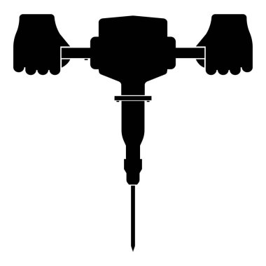 Elde kaya matkabı güç aracı kullan Elektrikli enstrüman simgesi siyah renk vektör illüstrasyonunu düz resim olarak kullan