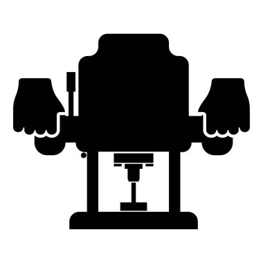 Sabit taban yönlendirici Elektrikli ağaç daldırma değirmen kesici güç aracı elde güç aracı kullanın Arm enstrüman simgesi siyah renk illüstrasyon düz resim