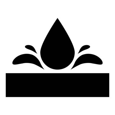 Suya dayanıklı su geçirmez yüzey. Temel atıl geçirmez kumaş ıslak koruma Hidrofobik madde simgesi siyah renk çizimi düz resim biçimi