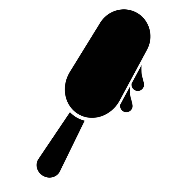Popsicle Ice Lolly Helado Sobre Palo Icono Color Negro Vector — Vector de stock