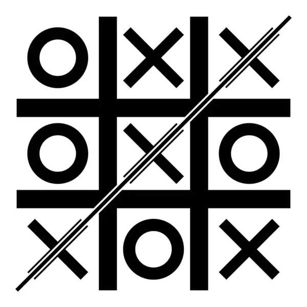 Tic Tac Toe Ícone Preto Cor Vetor Ilustração Plana Estilo — Vetor de Stock