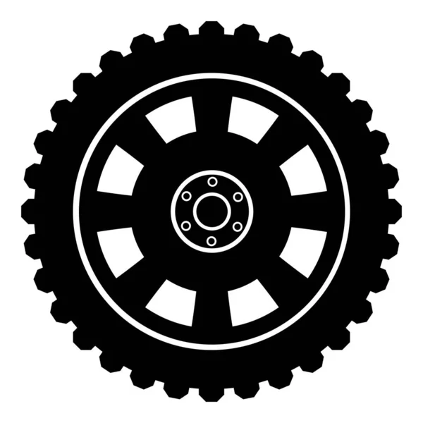 Car Wheel Tire Icon Black Color Vector Illustration Flat Style — Stock Vector