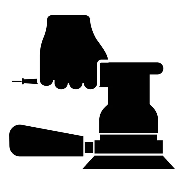 Μαξιλάρι Στο Χέρι Κρατώντας Εργαλείο Χρήση Βραχίονα Χρησιμοποιώντας Κυκλικό Φύλλο — Διανυσματικό Αρχείο
