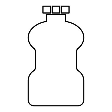 Plastik şişe temizleyici dış hatları simge siyah renk vektör illüstrasyonu düz resim