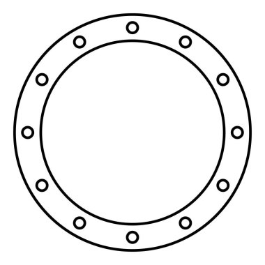 Delikli lastik conta Grommet sızıntı o-ring Reten dış hat simge siyah renk vektör illüstrasyon düz resim