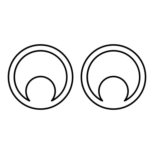 Augen Look Konzept Zwei Paare Augen Ansicht Kontur Umriss Symbol — Stockvektor