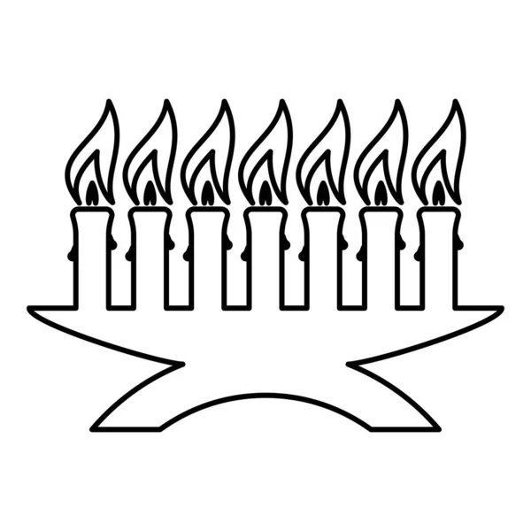 Velas Kwanzaa Brillante Fiesta Africana Siete Velas Candelero Americano Étnico — Vector de stock