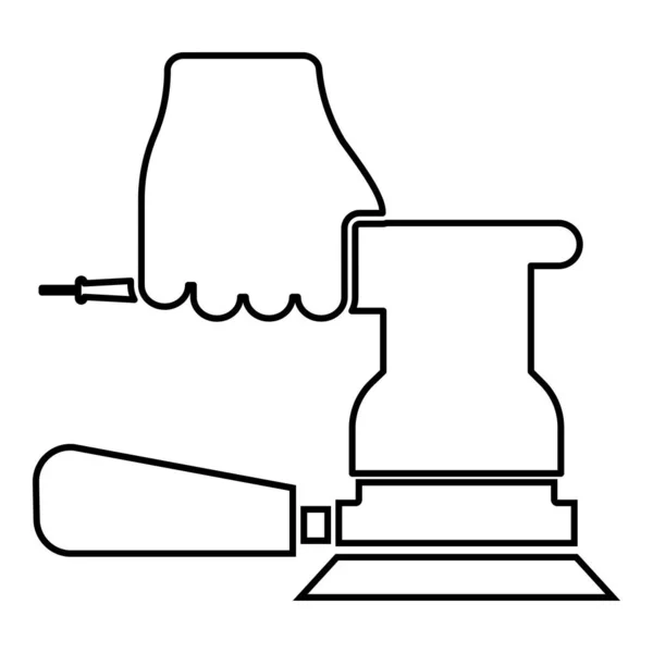 Lixadeira Mão Segurando Ferramenta Use Braço Usando Folha Circular Elétrica —  Vetores de Stock