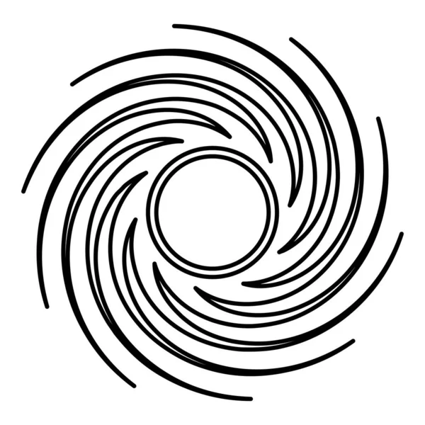 Agujero Negro Espiral Forma Vortex Portal Contorno Contorno Icono Negro — Vector de stock