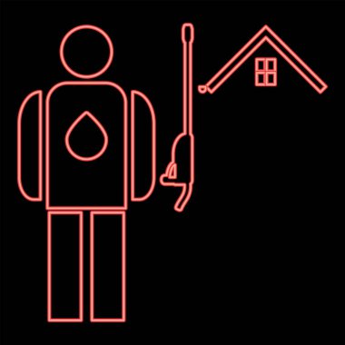 Neon elektrik yıkama ve oluk temizleme kırmızı renk vektör illüstrasyonu düz stil ışık resmi