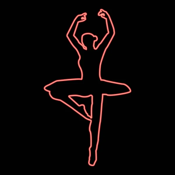 Ballerino Neon Colore Rosso Vettoriale Illustrazione Stile Piatto Luce Immagine — Vettoriale Stock