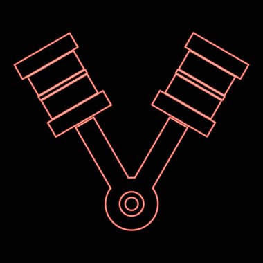 Neon pistonlar kırmızı renk vektör illüstrasyonu düz biçim ışık resmi