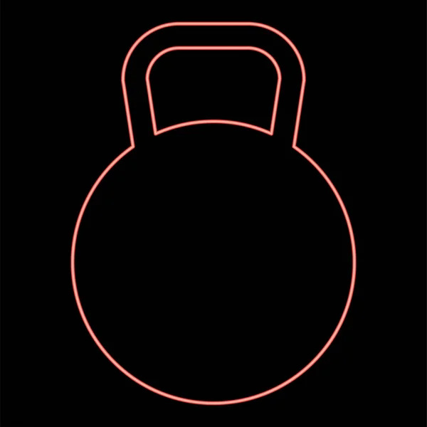 Neón Kettlebell Rojo Vector Color Ilustración Estilo Plano Imagen Luz — Archivo Imágenes Vectoriales