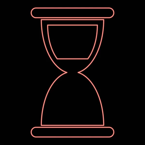 Неоновий Пісочний Годинник Червоного Кольору Векторні Ілюстрації Плоский Стиль Світло — стоковий вектор