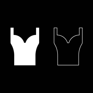 Korse Gövdesi kadın kıyafetleri İç çamaşırı simgesi beyaz renk vektör illüstrasyonu düz resim kümesi