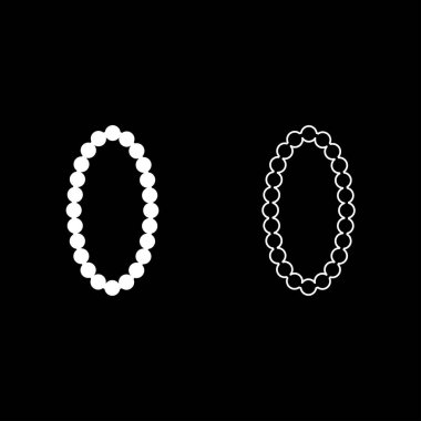 İnci Boncuk Bijouterie Mücevherleri Beyaz renk vektör illüstrasyon düz resim seti