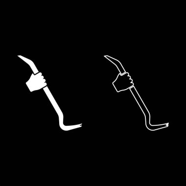 Çok fonksiyonlu araç çubuğu simgesi beyaz vektör illüstrasyon düz resim seti kullanarak el ele tutuşma aracı Kol kullan