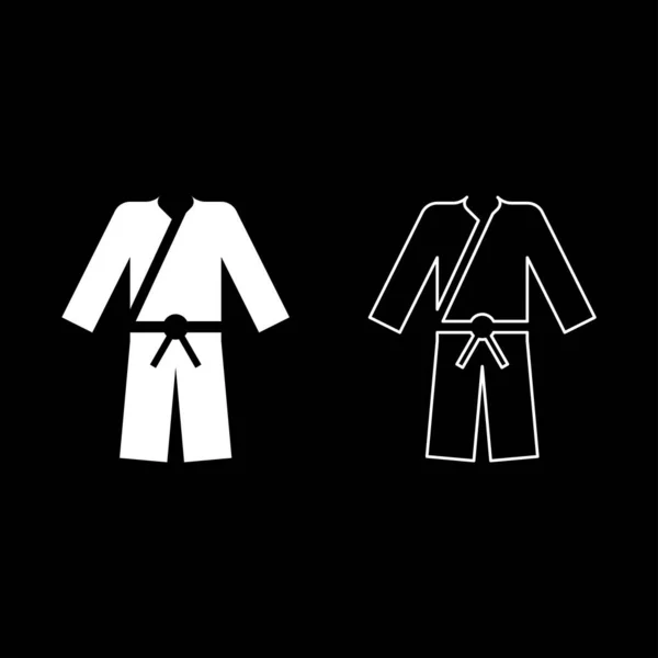 Esportes Kimono Japonês Desgaste Ícone Branco Cor Vetor Ilustração Plana — Vetor de Stock