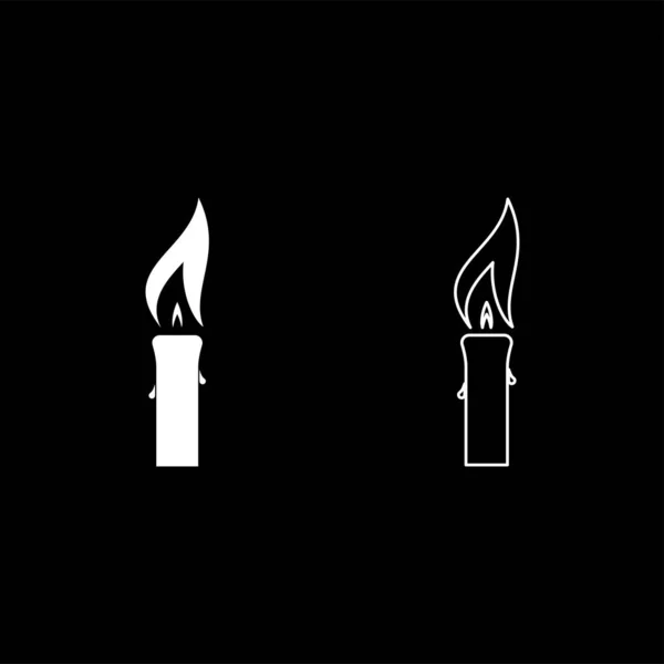 具有蜡大火焰图标的蜡烛白色矢量图片说明平面样式简单的图像集 — 图库矢量图片