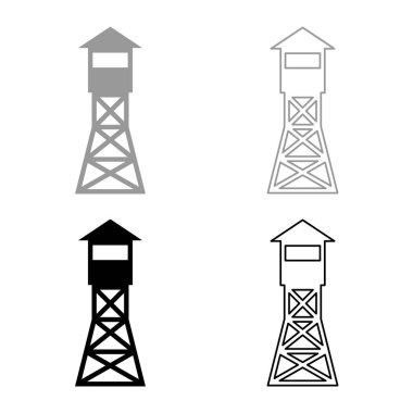 Tower Overview orman bekçisi yangın alanı ikon gri siyah renk vektör illüstrasyonunu düz görüntü olarak ayarlıyor