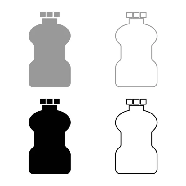 Plastic Bottle Cleanser Set Icon Grey Black Color Vector Illustration — Stock Vector