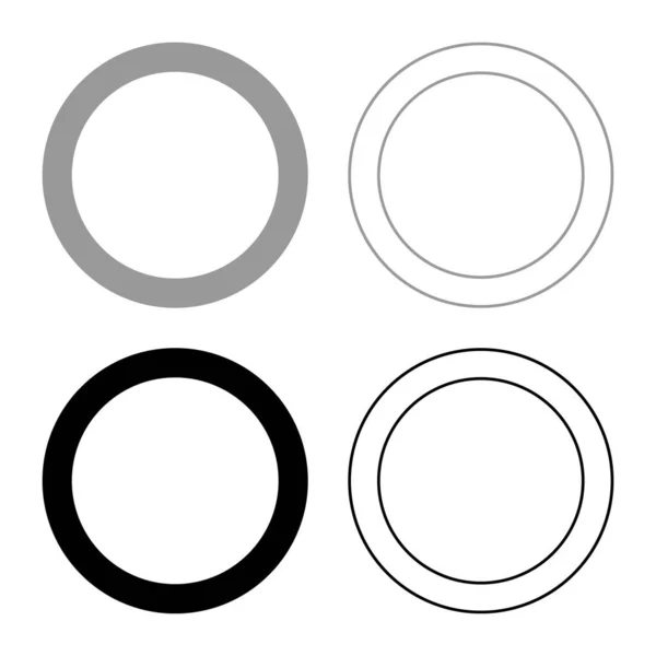 橡胶垫圈凹凸密封圈漏出O Ring Reten设置图标灰色黑色矢量图形平面样式简单图像 — 图库矢量图片
