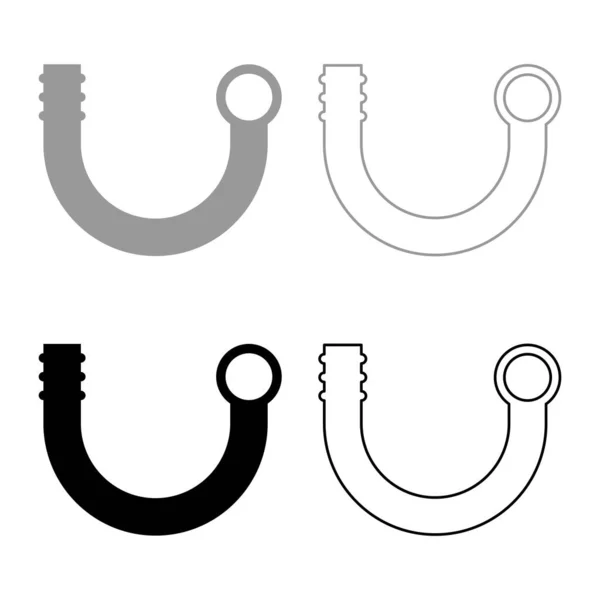 Branch Pipe Set Icon Cinza Preto Cor Vetor Ilustração Plana —  Vetores de Stock