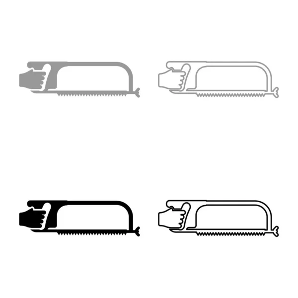 Hacksaw Para Metal Mano Herramienta Sierra Icono Del Sistema Corte — Vector de stock