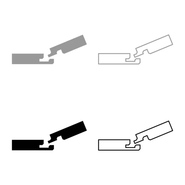 叠层连接地板服务接合系统概念舌槽设置图标灰黑色矢量图形平面样式简单图像 — 图库矢量图片