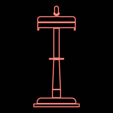 Bir mikrofon kırmızı renk vektör illüstrasyonlu neon rostrum düz stil ışık resmi