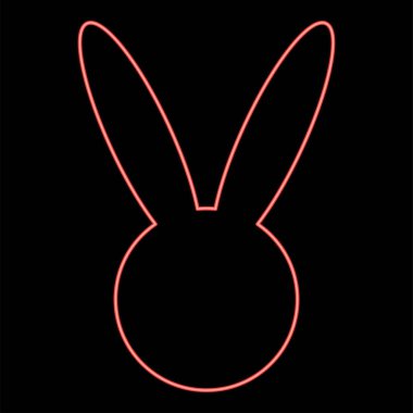Neon tavşan veya tavşan kafası kırmızı renk vektör illüstrasyonu düz stil ışık görüntüsü