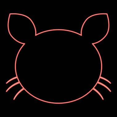 Neon kedi kafası kırmızı renk vektör illüstrasyonuName