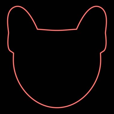Neon köpek kafası kırmızı renk vektör illüstrasyonuName