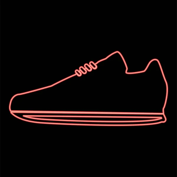 Neón Deporte Zapatos Rojo Vector Color Ilustración Plano Estilo Luz — Vector de stock