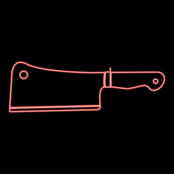 Neon Fleischmesser Rot Farbvektor Illustration Flachen Stil Licht Bild — Stockvektor