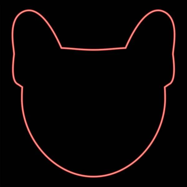 Neon Pies Głowa Czerwony Kolor Wektor Ilustracja Płaski Styl Światło — Wektor stockowy