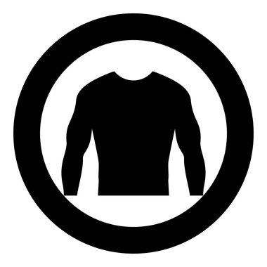 Rashguard Uzun kollu üst simge yuvarlak siyah renk vektör çizimi katı dış hat biçimi basit resim