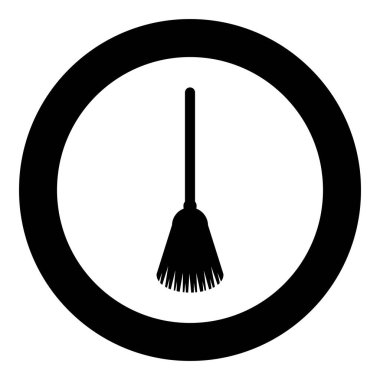 Süpürge konseptini temizlemek için dal dallarından yapılmış Süpürge Besom Panikle Cadılar Bayramı aksesuar simgesi yuvarlak siyah renk vektör ilüstrasyonu katı ana hatlar biçimi basit resim